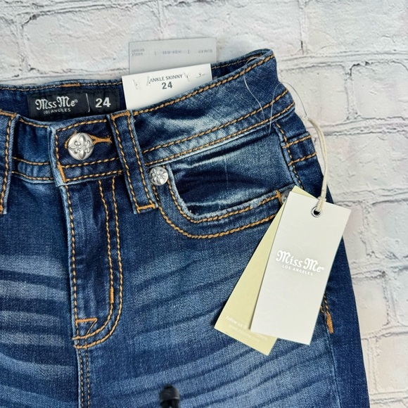 NWT Miss Me woman blue high rise ankle skinny jeans size 24x 28 - Picture 7 of 12
